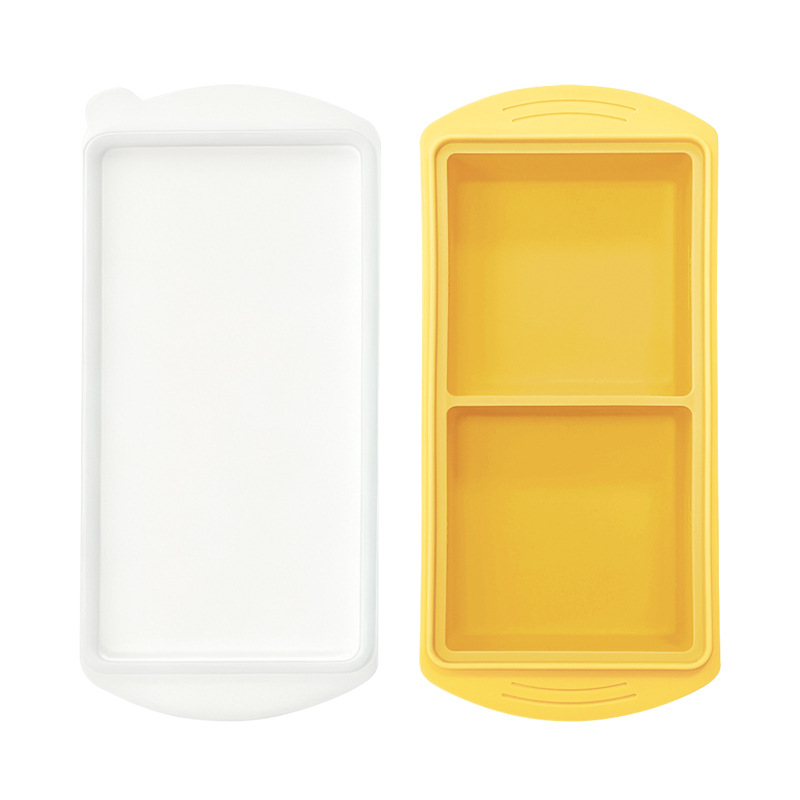 Transfronterizo de silicona gran molde de rejilla de hielo cuadrado con cubierta caja de alimentos suplementarios domésticos caja de congelación fácil de desmoldear caja de conservación de frescura de silicona