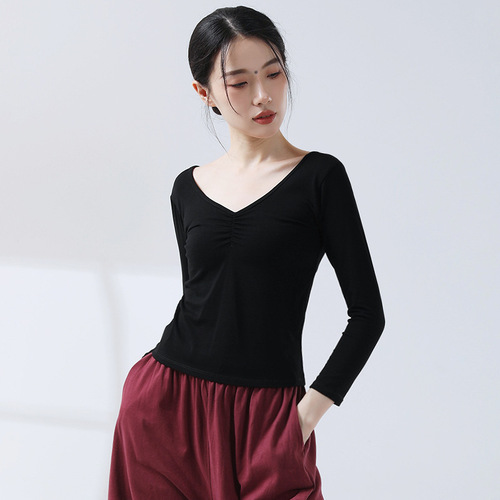 Adult figure clothing, dance practice clothing, women's tops, art test training clothing, body yoga clothing, daily long-sleeved dance clothing