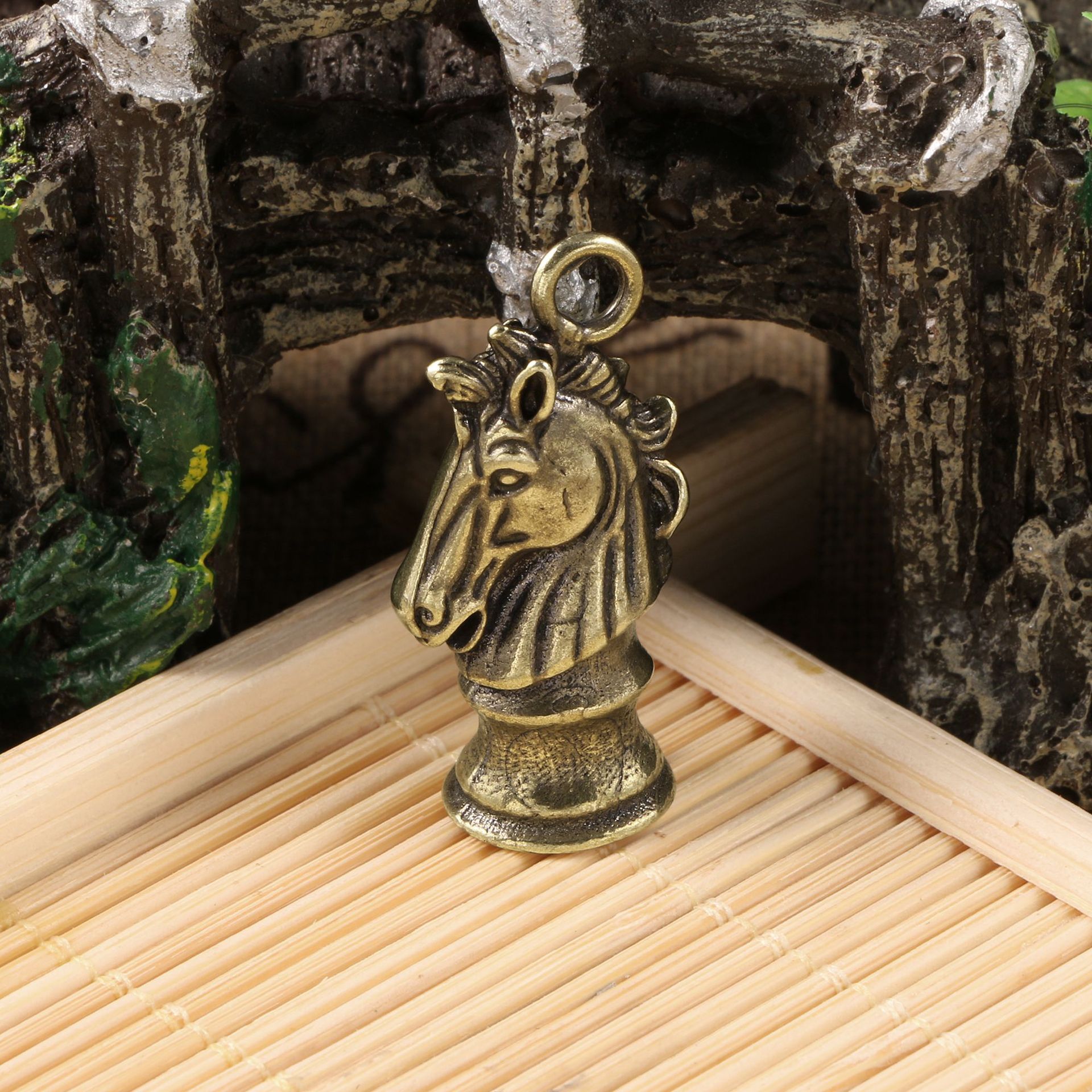 黄铜手工创意象棋马挂坠黄铜十二生肖马头钥匙扣挂件汽车钥匙饰品