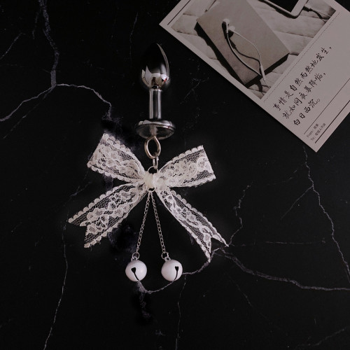 White Lace Bow Nipple Clamp Long Bell Anal Plug Sex Toy Flirting Stimulation Nipple Clamp Mimi Clamp