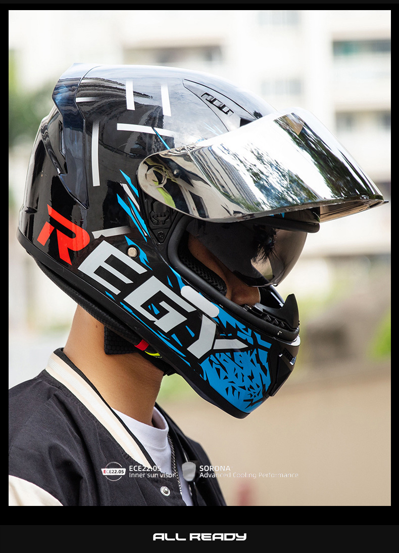Motorcycle Helmet Full Helmet DOT/3C Certification New National Standard Class A Male and Female Double Lens Electric Vehicle Full Helmet