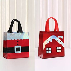 不織布バッグプリントレーザー包装袋デパートレジ袋防水外売り袋クリスマスパーティーギフト袋