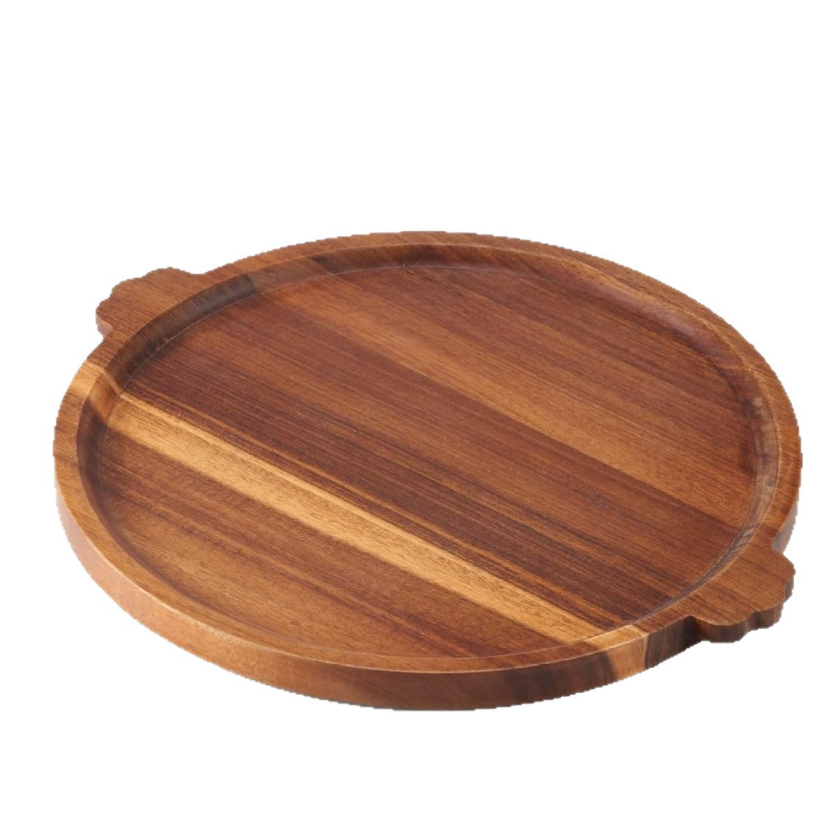 Acacia Wood Tray with Small Handle, Cheese and Fruit Storage Tray, Round Party Food Display Tray, Wooden Tray