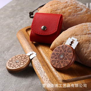 Vintage Wood Carved Bread Knife Round Kitchen Baking Dessert Dough Fit Knife Small Portable Bread Knife