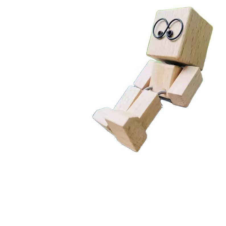 跨境新品 Shaking Wooden Man Figurine汽车装饰手工制作摇脚木偶|undefined