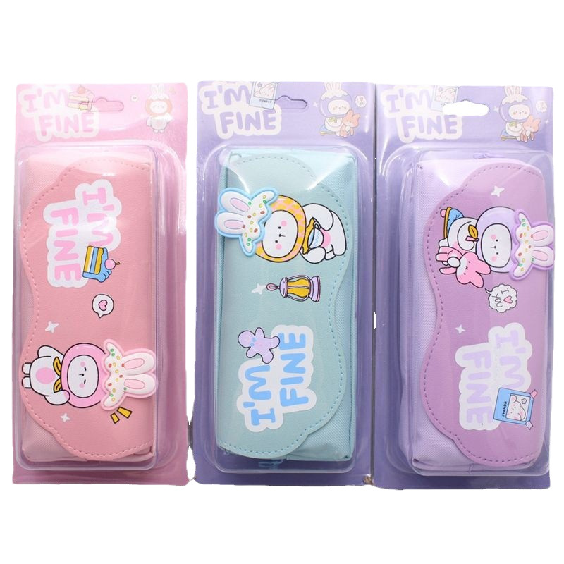 Estuche para lápices BST de doble capa y múltiples compartimentos - Tela Oxford - Diseño cartoon unisex - Gran capacidad