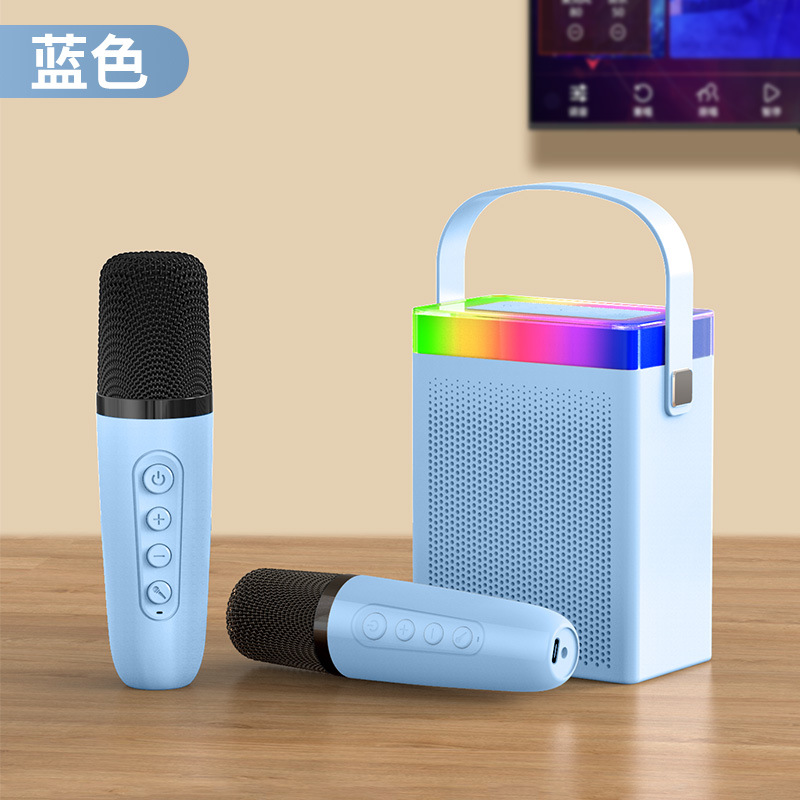 Altavoz Bluetooth hogar karaoke artefacto colorido LED faro traje portátil al aire libre micrófono de audio todo en una máquina