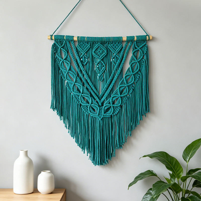 Tapiz de Pared Bohemio de Algodón Tejido a Mano con Flecos para Sala de Estar image 3