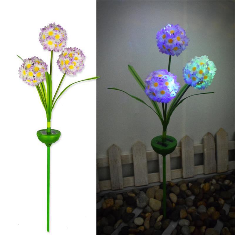 亚马逊新款太阳能灯户外庭院灯小碎花朵仿真假花菊花装饰品景观灯