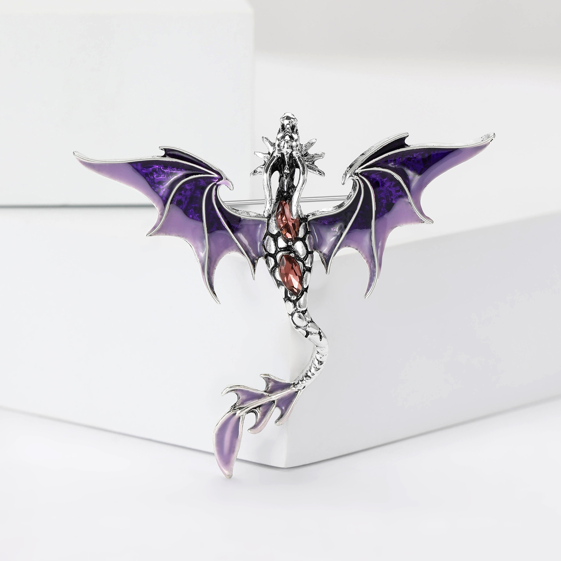 New High-End Enamel Oil-Dropping Floor-Standing Dragon Brooch, Domineering and Mighty Western Dragon Pin, Men's and Women's Coat Accessories
