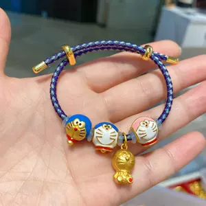 Enameled Doraemon Jingle Cat Transfer Beads Bracelet Bracelet Large Hole Beads Cute Beads DIY Jewelry Accessories
