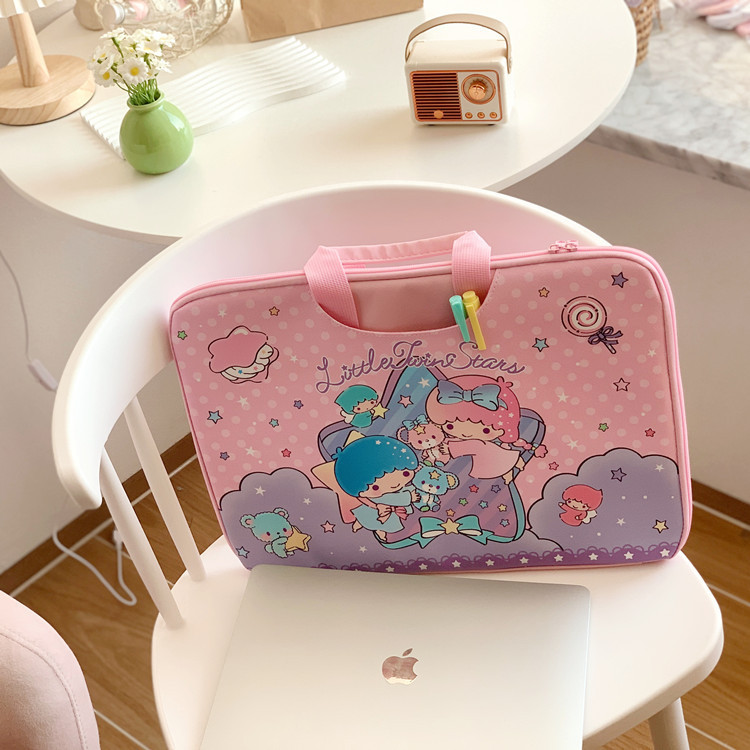 Bolso de computadora portátil de 16 pulgadas de gran tamaño, bolso de tableta iPad de dibujos animados, maletín de maleta enchufable