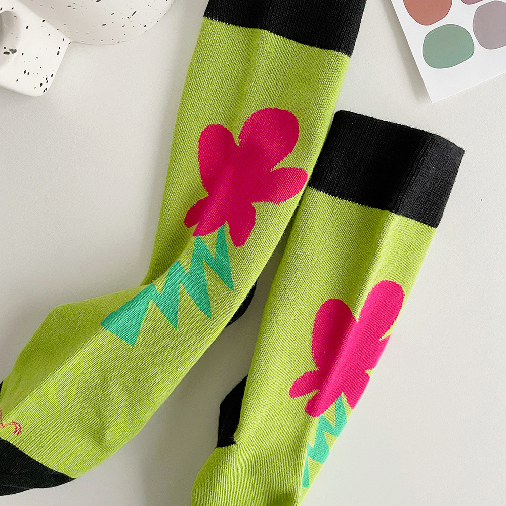 Women's Casual Flower Cotton Crew Socks A Pair display picture 10