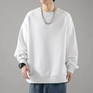 Couple Dress Sweater Simple All-match Men's Autumn Solid Color Trendy Brand Round Neck Top Loose American-style Inner Base Shirt