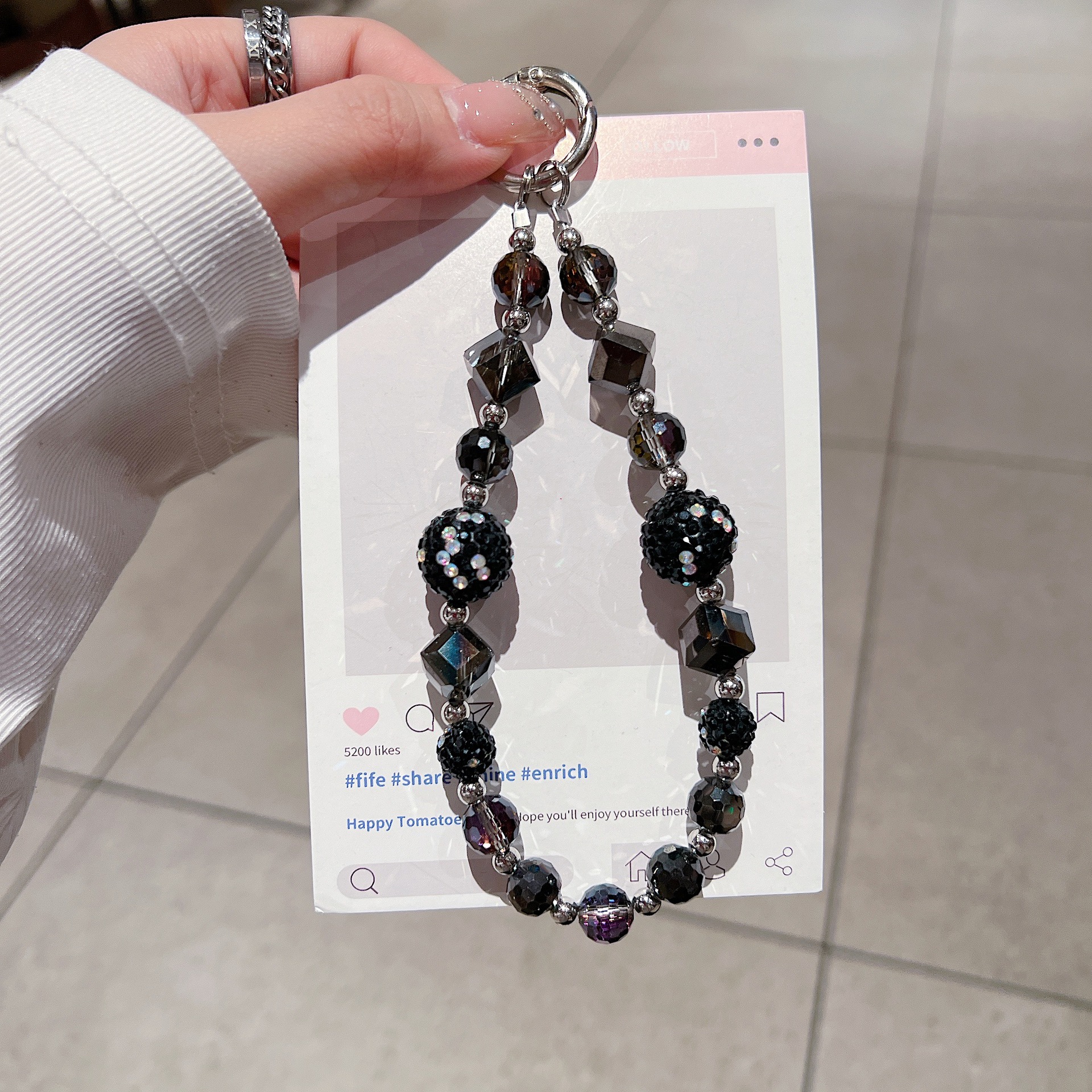 Bola de cristal de verano de alta calidad, funda para teléfono móvil, cadena de joyería de cordón, muñeca colorida, cadena corta, envío anti-pérdida