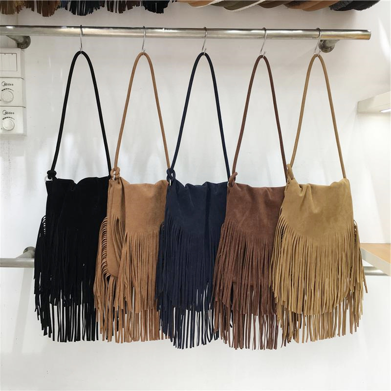 Small design suede retro one-shoulder bag