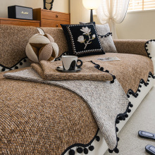 高级感雪尼尔沙发垫盖布2025新款四季通用复古固定防滑直排坐垫子