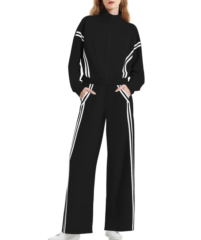 欧美亚马逊2025秋季两件套卫衣运动服休闲开衫套装长裤两件套女|undefined