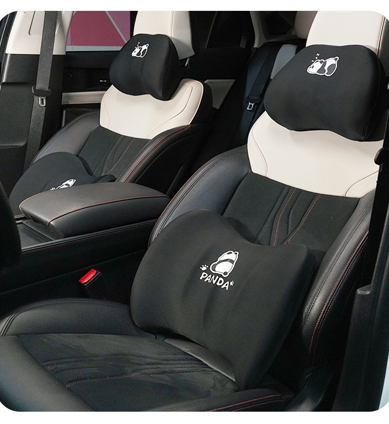 Memory cotton car headrest waist support four seasons universal comfortable rebound car neck pillow summer ice silk car pillow
