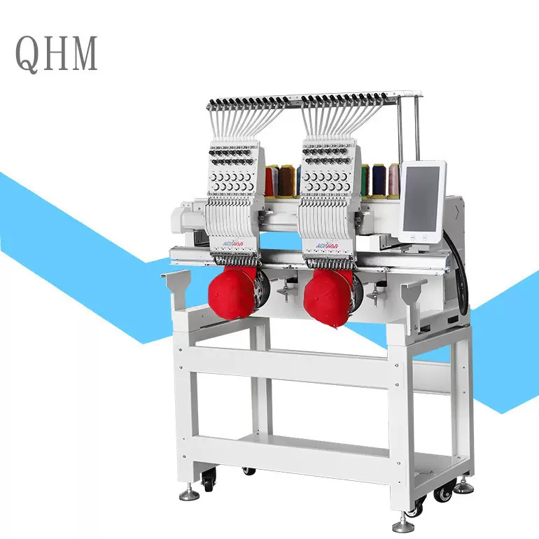 【工厂2头机】启鸿全自动多头多针电脑2头绣花机帽绣成衣绣平绣