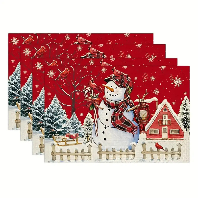temu クロスボーダー クリスマス 新しいリネン プレースマット ホリデー パーティー パーティー デコレーション カップ 防汚断熱テーブルマット|undefined