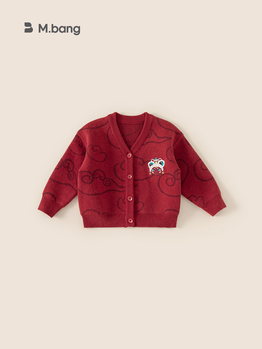 Yoobao ropa infantil suéter para niños Cardigan otoño y invierno nuevo vestido de Año Nuevo para niños camiseta de punto de niña chaqueta roja bebé