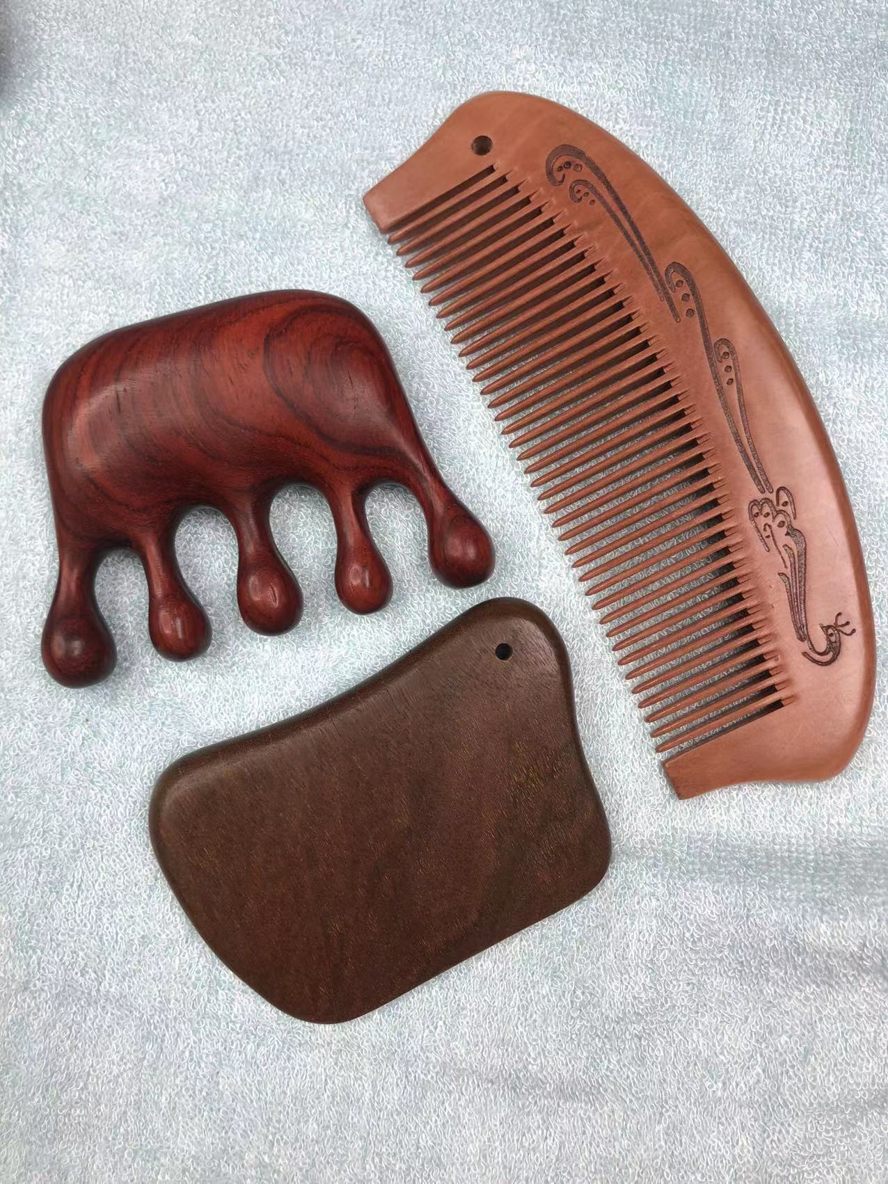 Sándalo ballena cerdo meridiano masaje peine cabeza cuello ojo bolsa nariz puente masaje multifuncional sándalo verde palo de rosa