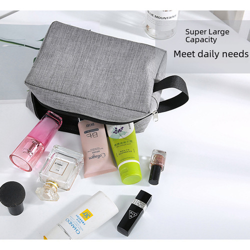 Handy Double-Layer Unisex Makeup Bag, Multifunctional Waterproof Oxford Cloth Travel Case, Storage and Toiletry Bag