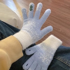レディース手袋冬新型露指厚手保温かわいい学生防寒毛糸可タッチパネルクリスマスツリー手袋