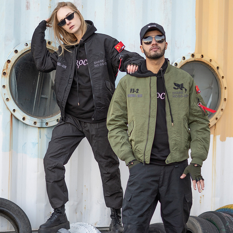Spring and Autumn European and American Tough Gun Air Force Aviator Jacket Stereo Embroidered Couple's Jacket Jacket in stock Frock