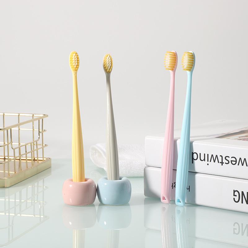 福祉品7本セットマカロン成人軟毛歯ブラシ中毛家庭幅頭細毛カップル歯ブラシ|undefined