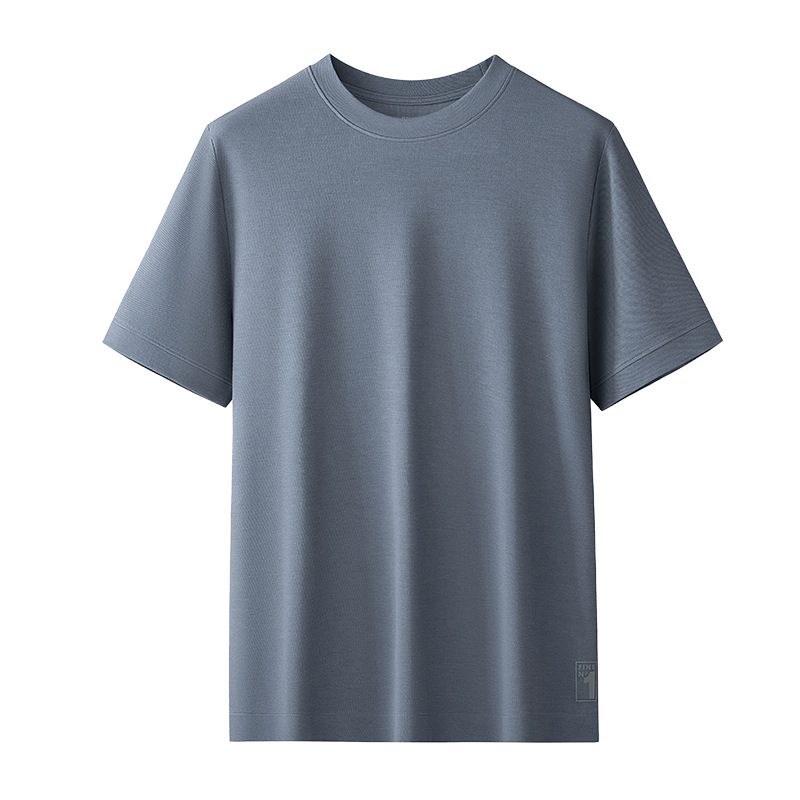 Nueva camiseta elegante de jacquard con capa de aire de doble cara con textura de sarga para deportes al aire libre, camiseta de manga corta para hombres de negocios