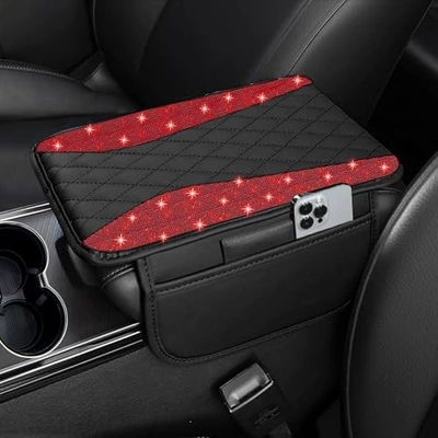 women, protective cover with hot-stamped – Armrest box - red-diamond