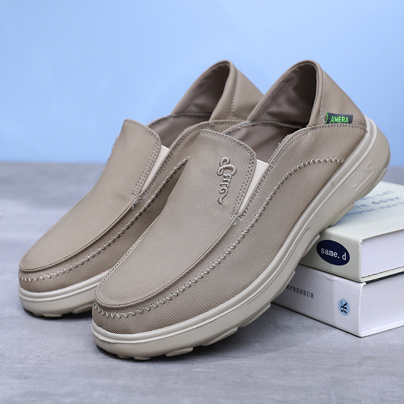 Spring New Style Old Beijing Cloth Shoes Soft Sole Breathable Non-Slip Slip-On Dad Shoes Breathable Casual Canvas Shoes Men's Shoes
