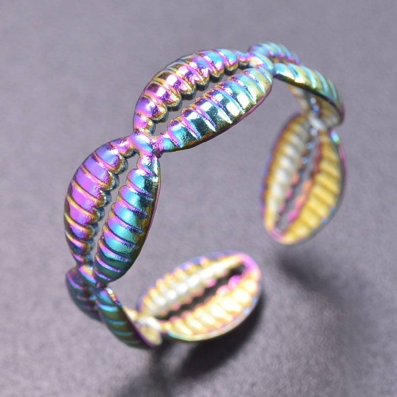 Shopping Occasion 304 Stainless Steel Material Geometric Pattern PVD Coated Real Gold Plated Geometric 304 Stainless Steel Simple Style Waterproof Non Tarnish Open Ring