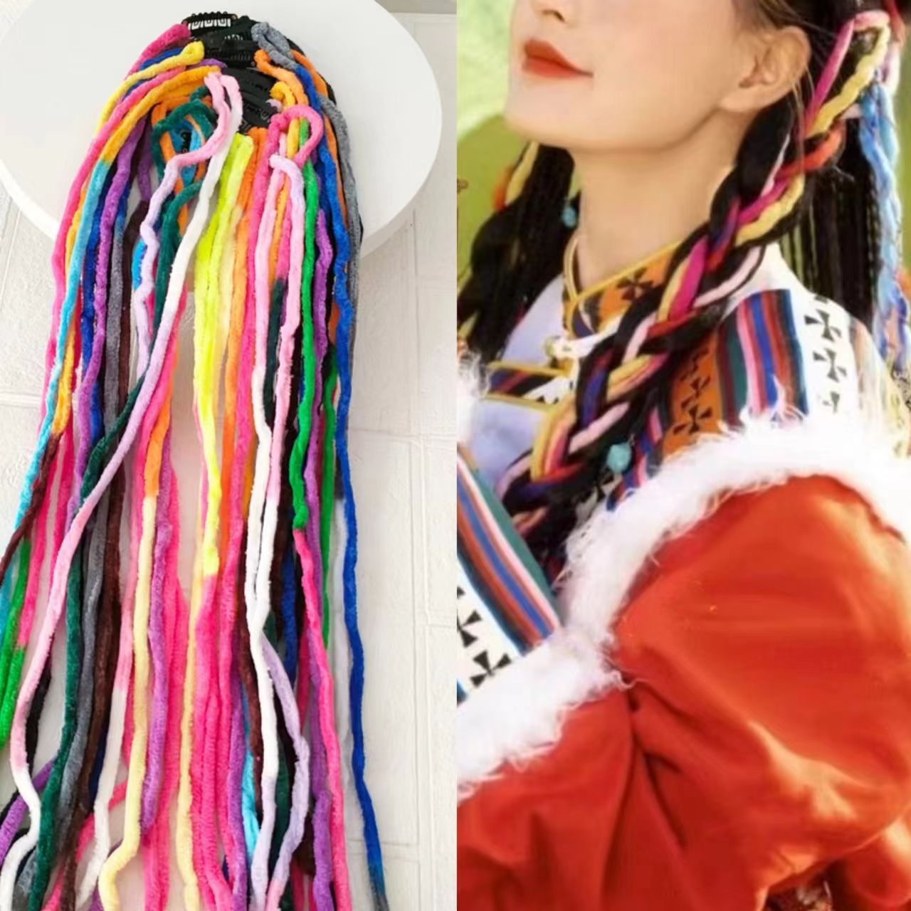 Trenzado de cabello, trenzado de cabello, cuerdas de cabello de color, trenzado de cabello, fotos de cabello de trenza, cuerdas de cabello de color, tibetanos