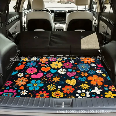 Colorful Floral Car Trunk Mat, Avtomobil döşəmə paspasları - 0226detm-car-10-75100cm-crystal-velvet-dot-plastic-bottom