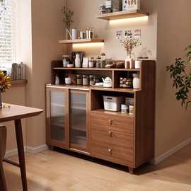 餐边柜靠墙一体储物柜家用厨房收纳柜子实木色茶水柜客厅置物柜