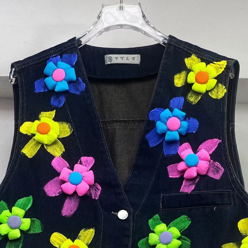 Diseño de primavera 2026 nuevo chaleco vaquero suelto mariposa chaleco de hombro casual moda delgado y la tendencia de la carne image 2