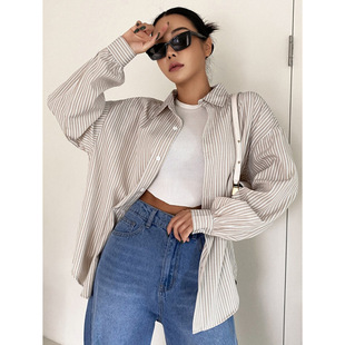 Q 69416 Stripe sun protection shirt �l�y��������r��Ů
