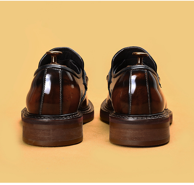 Business casual loafers men's leather horse fasteners English style loafers_voghion.com