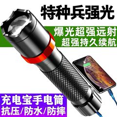 充電宝強光懐中電灯USB充電ミニ学生照明便利超亮家庭用遠射屋外懐中電灯