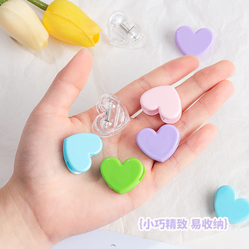 Japonés niña suave rosa amor pequeño clip linda chica corazón plástico foto decoración clip estudiante ins carpeta