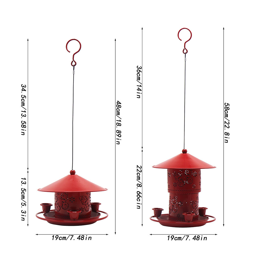 Cross-border new product red bird feeder double-layer telescopic butterfly bird feeder hummingbird water and food dispenser outdoor hanging type