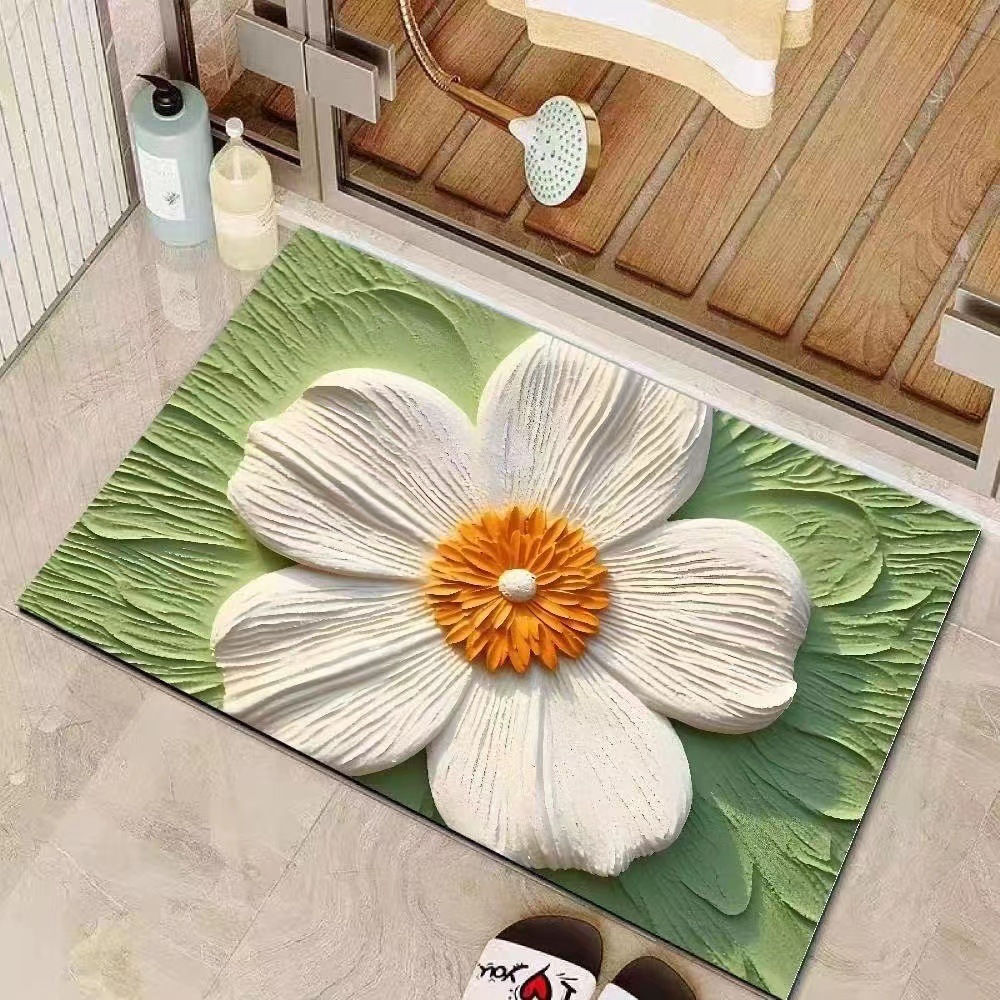 Fresh And Simple Ins-style Bathroom Mat, Rustic Floral Doormat For The Entrance, Home Kitchen Floor Mat_voghion.com
