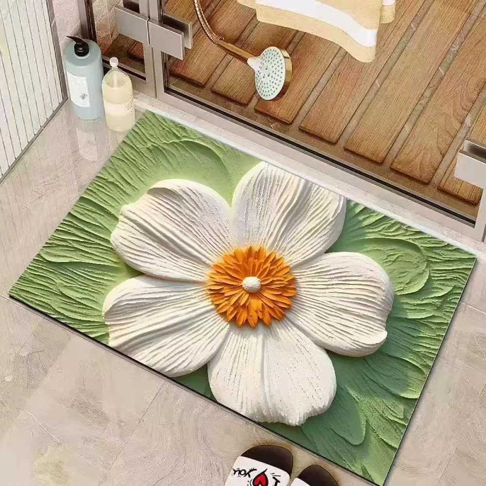 小清新花朵ins风浴室花卉地垫入户门口田园花朵门垫家用厨房地垫