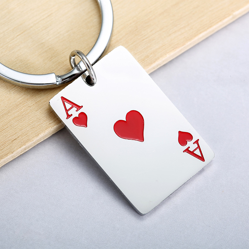 1 Piece Quantity Daily Occasion Simple Style Poker 201 Stainless Steel Unisex Keychain