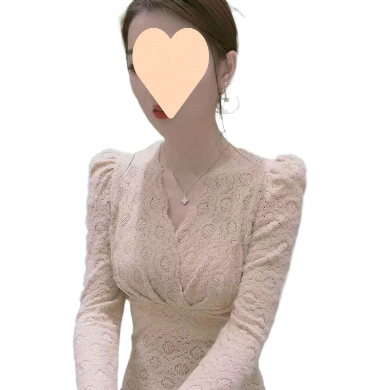 [2025 春季新款洋气小衫紫色内搭蕾丝衫女V领高级感打底衫内穿上衣]