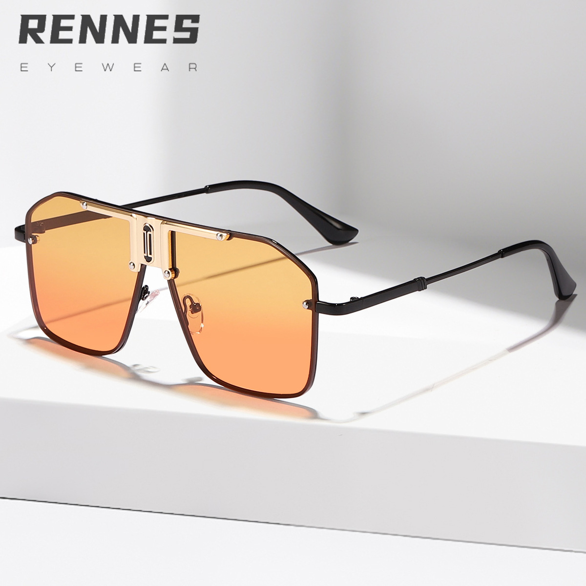 2021 nueva moda marco grande gafas de sol calle tiro personalidad tendencia metal gafas de sol caja cuadrada gafas de sol 2574