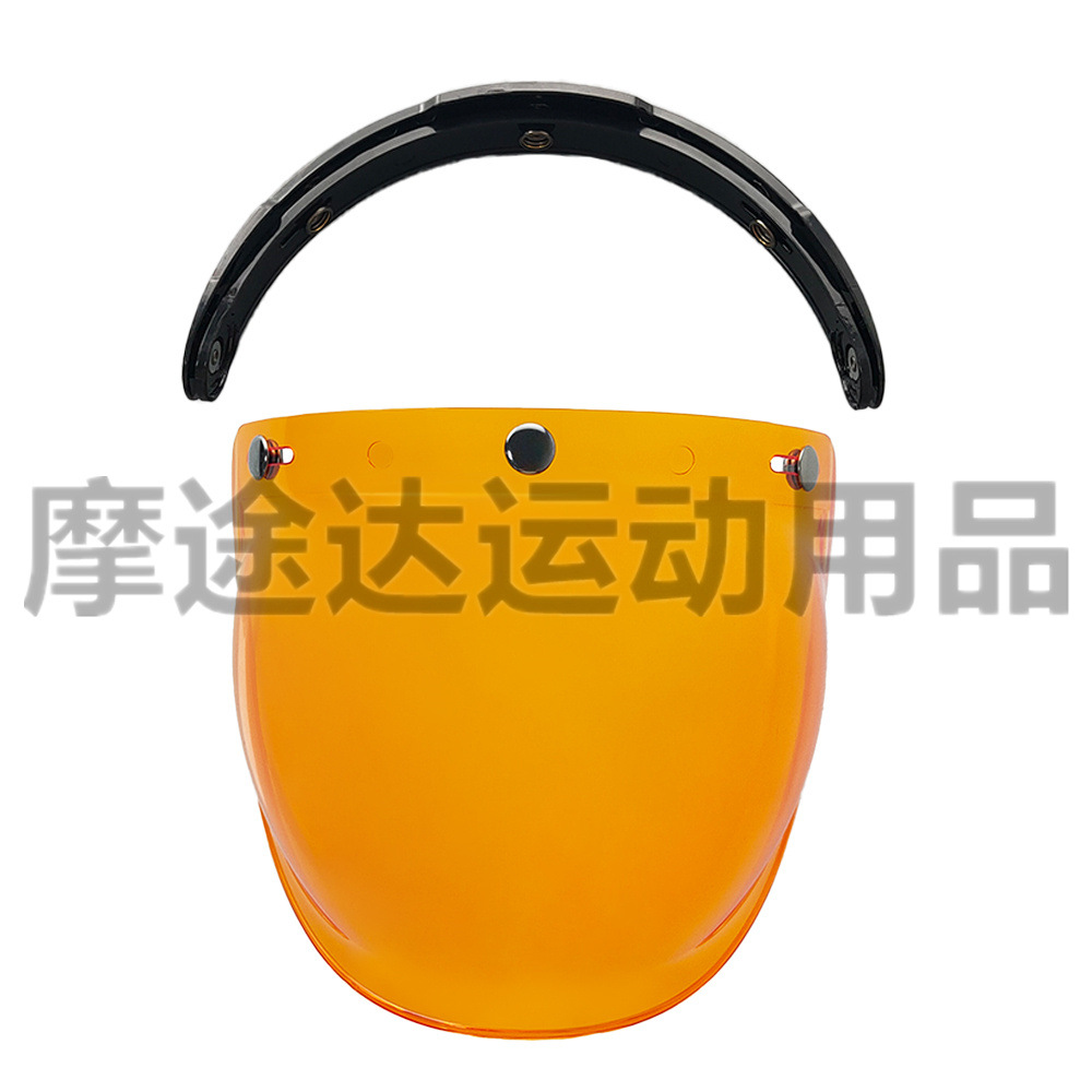 Retro Motorcycle Helmet Lens with Curved Surface, Three-Button Bubble Mirror, Multi-Color Windproof and Uv Protection Shield